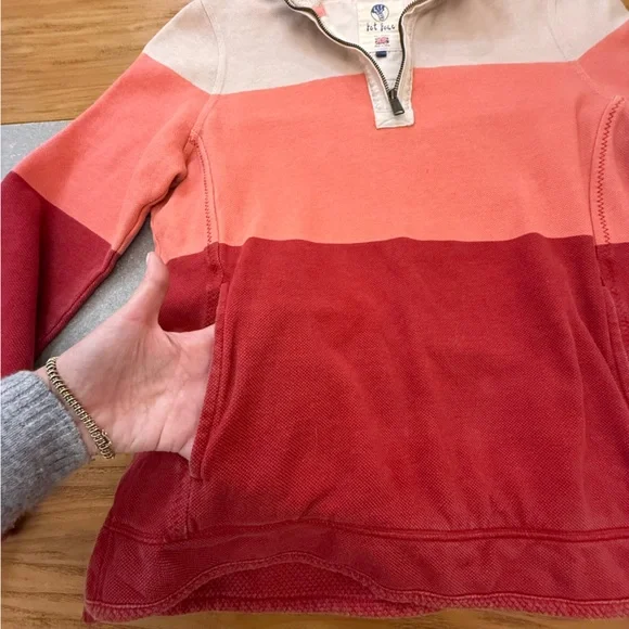 Fat Face The Airlie 1/4 Zip Sweatshirt Coral Pink Colorblock Size 8 - Picture 4 of 15